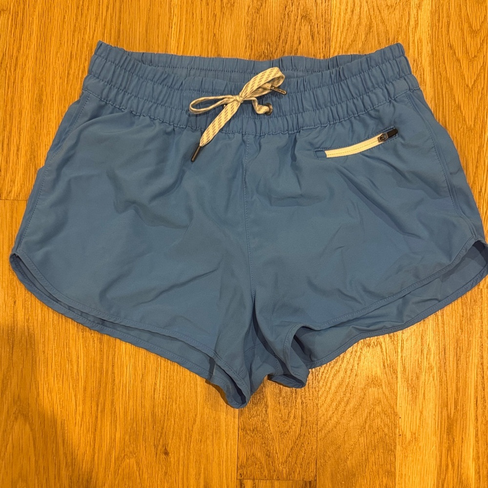 Vuori Women's Athletic Shorts in Blue with Drawstring